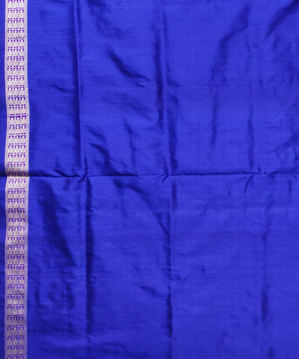 Maroon blue silk handwoven bomkai saree