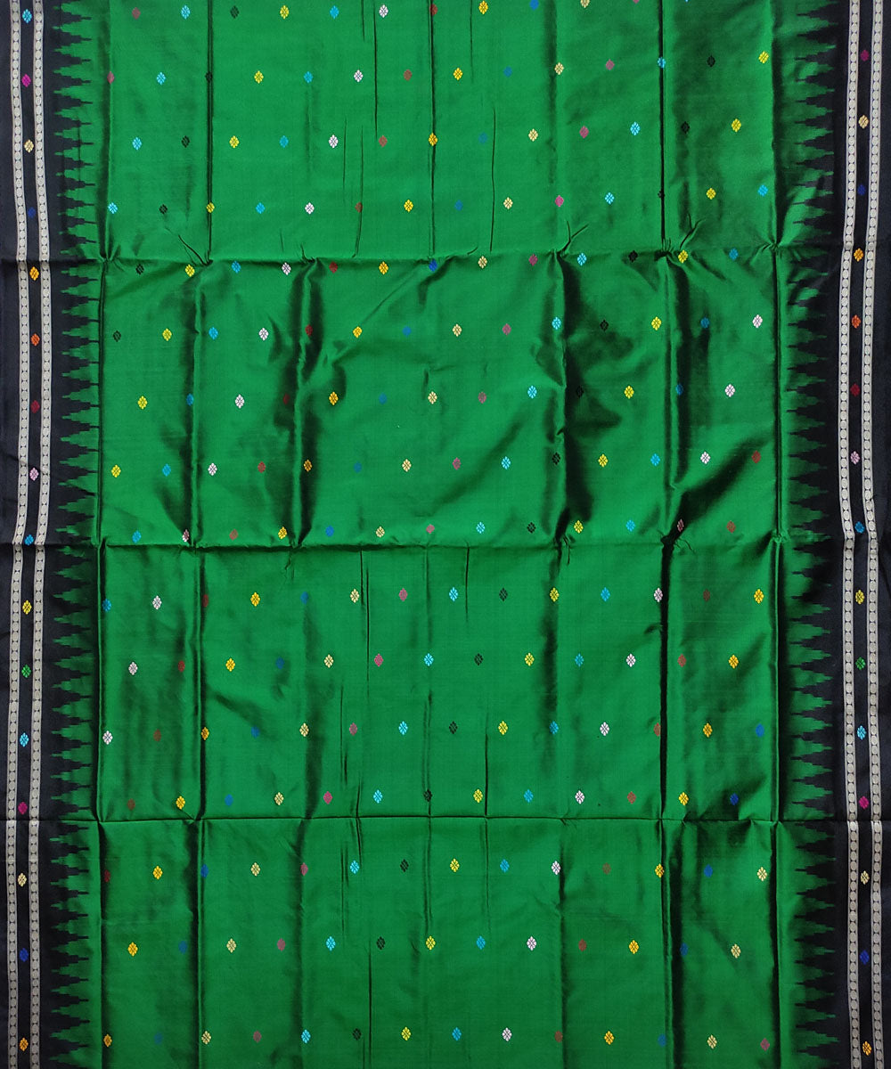 Black forest green silk handwoven bomkai saree