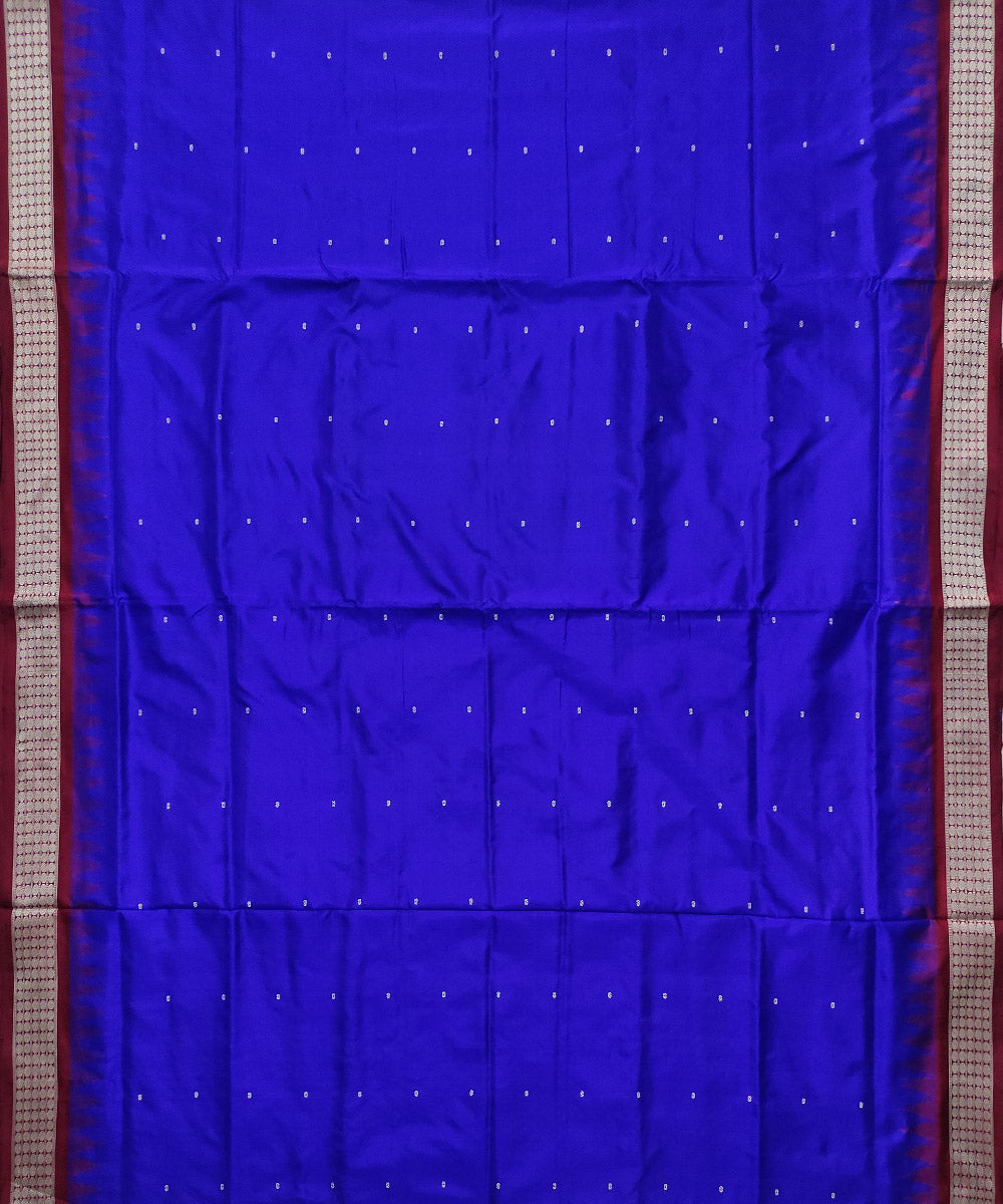 Navy blue maroon silk handwoven bomkai saree