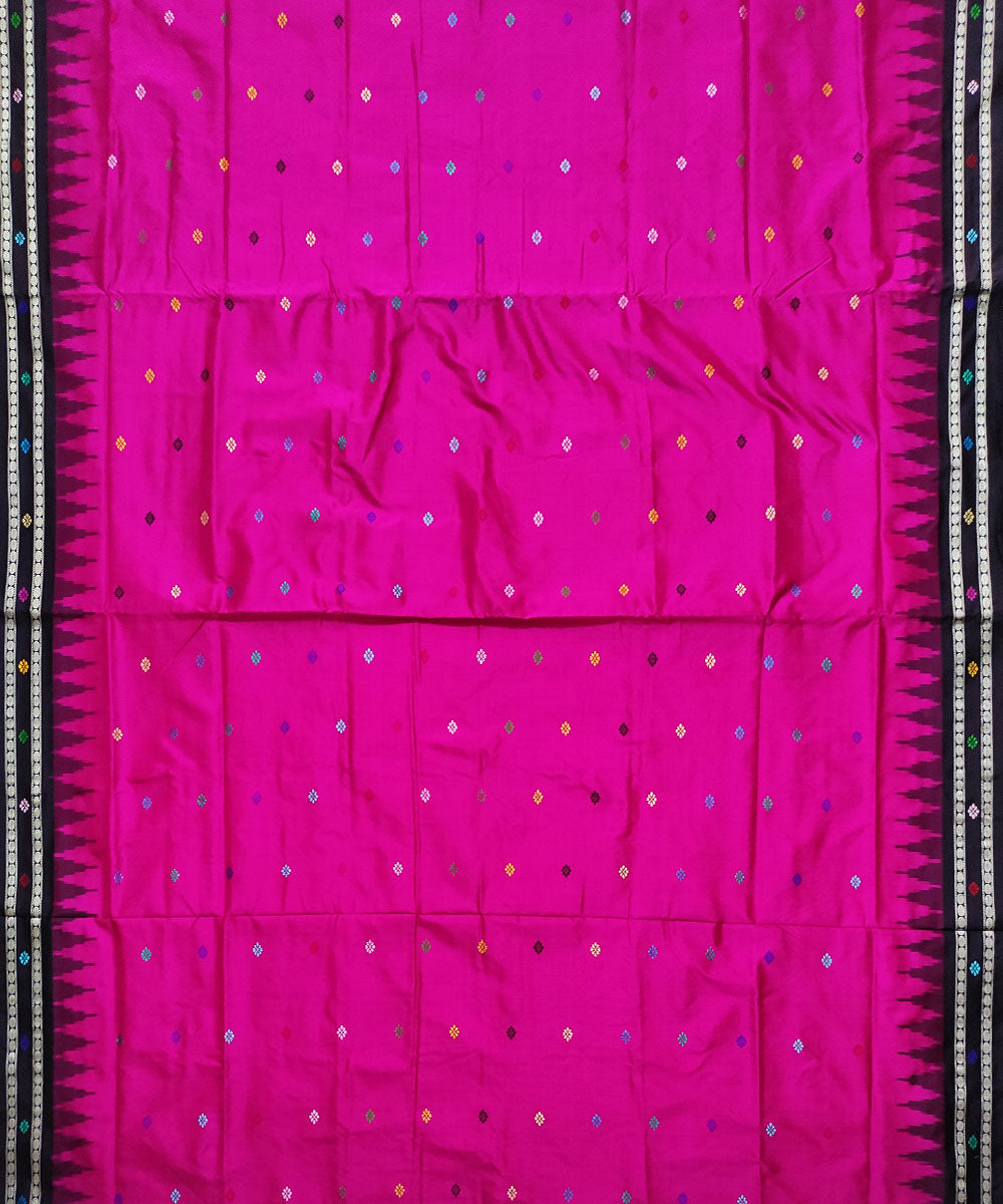 Black pink silk handloom bomkai saree