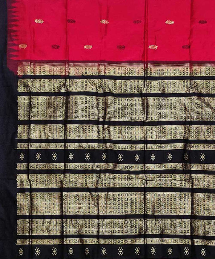 Red black handloom bomkai silk saree