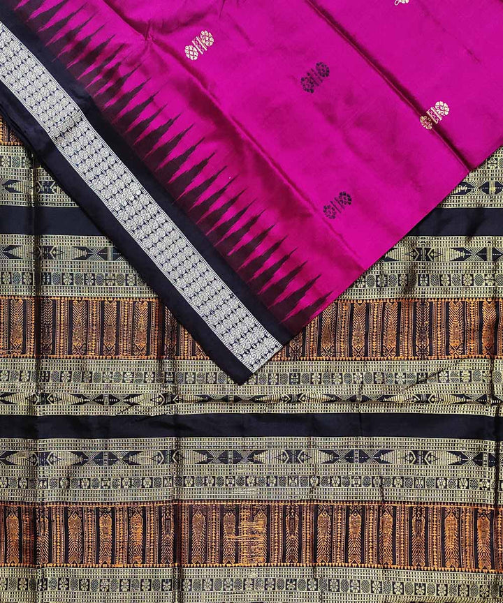 Magenta black handloom silk bomkai saree