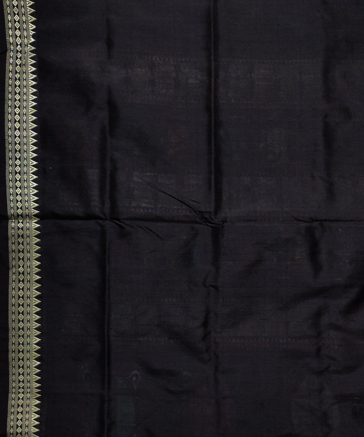 Magenta black handloom bomkai silk saree