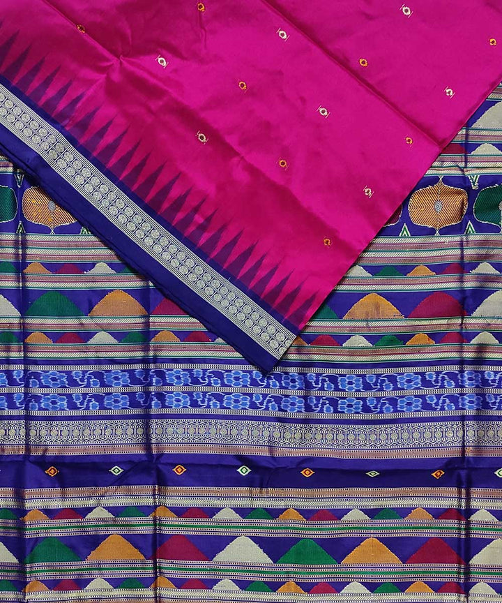 Navy blue maroon silk handloom bomkai saree