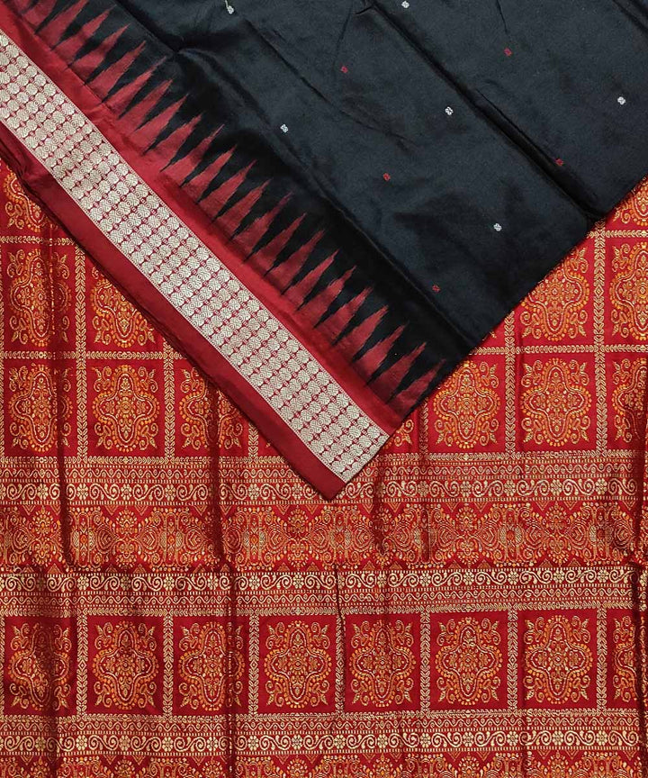 Black maroon silk handloom bomkai saree