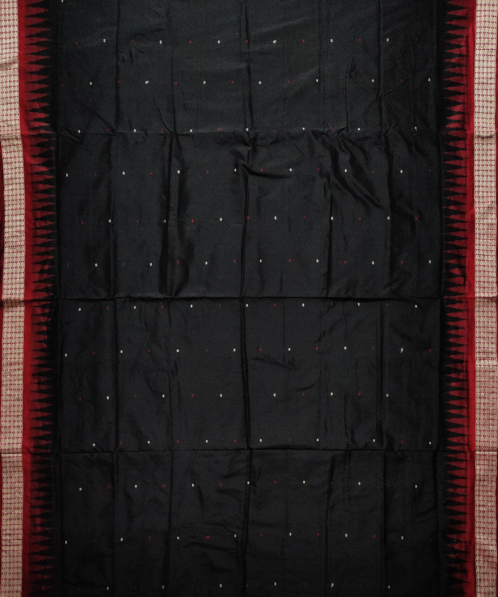 Black maroon silk handloom bomkai saree