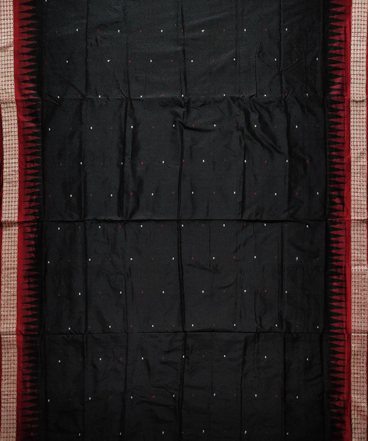 Black maroon silk handloom bomkai saree