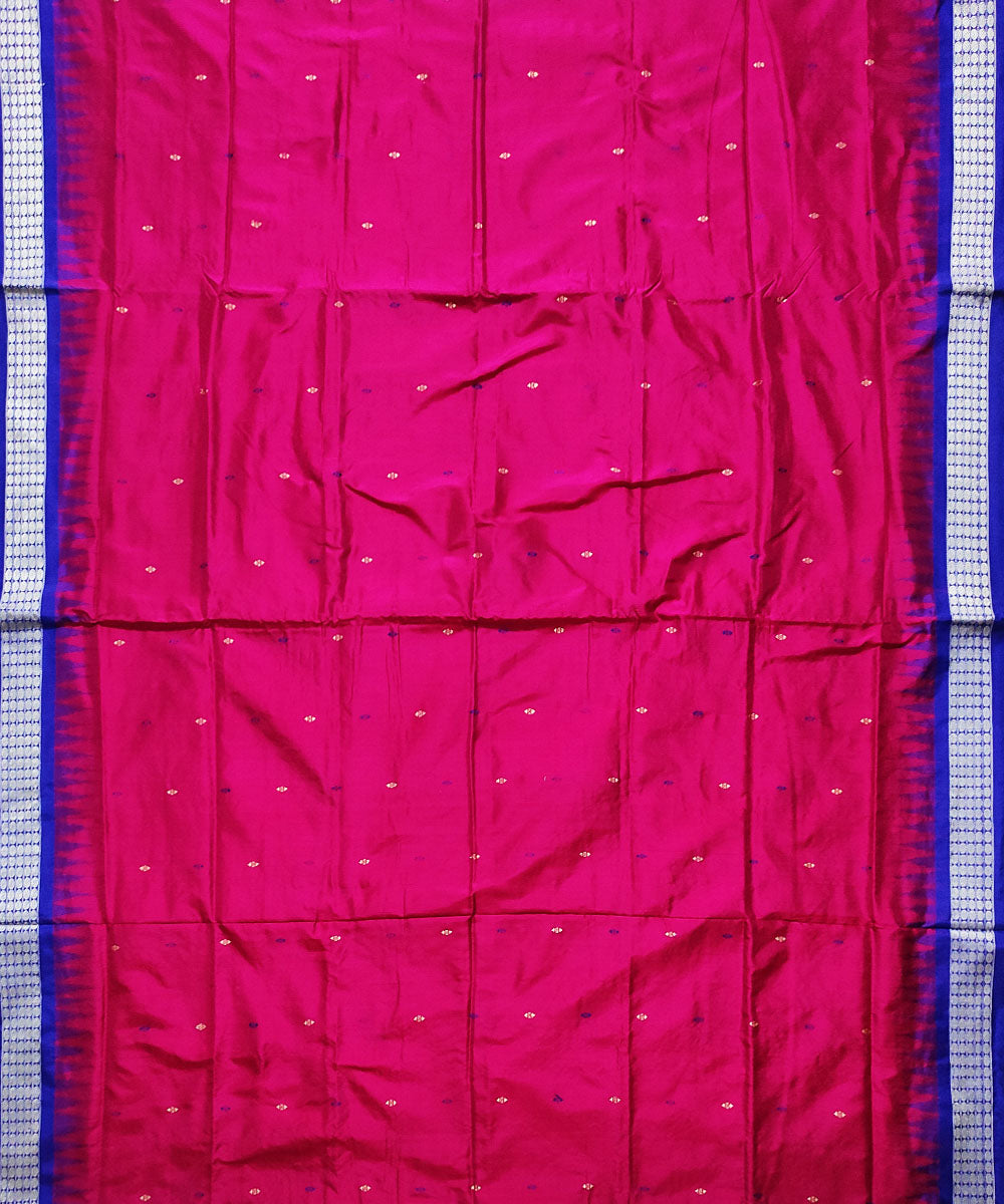 Navy blue magenta silk handloom bomkai saree