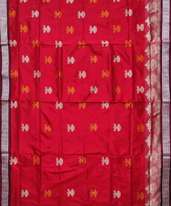 Red cofee brown silk handloom bomkai saree