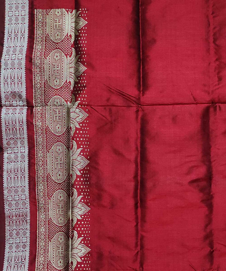 Red cofee brown silk handloom bomkai saree