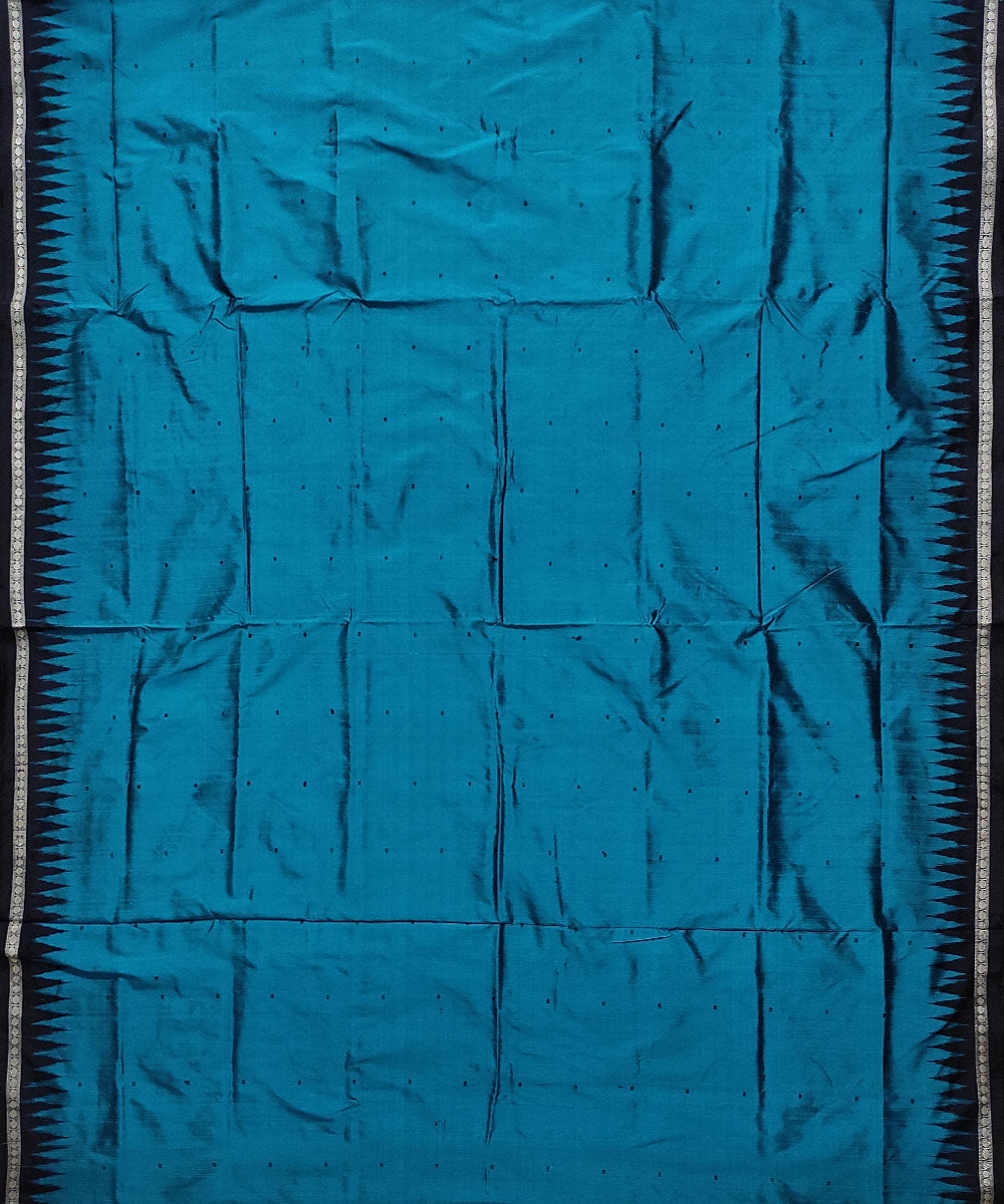 Black teal blue silk handloom bomkai saree