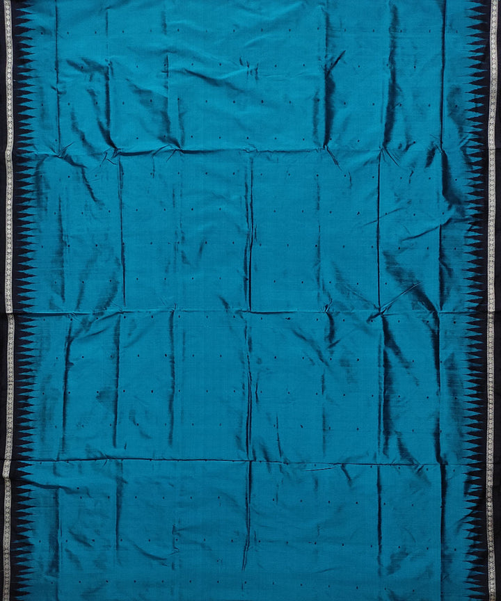 Black teal blue silk handloom bomkai saree