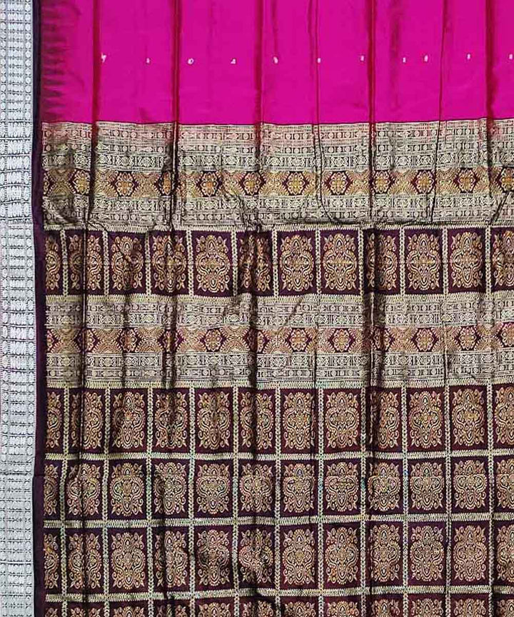 Magenta coffee brown silk handloom bomkai saree