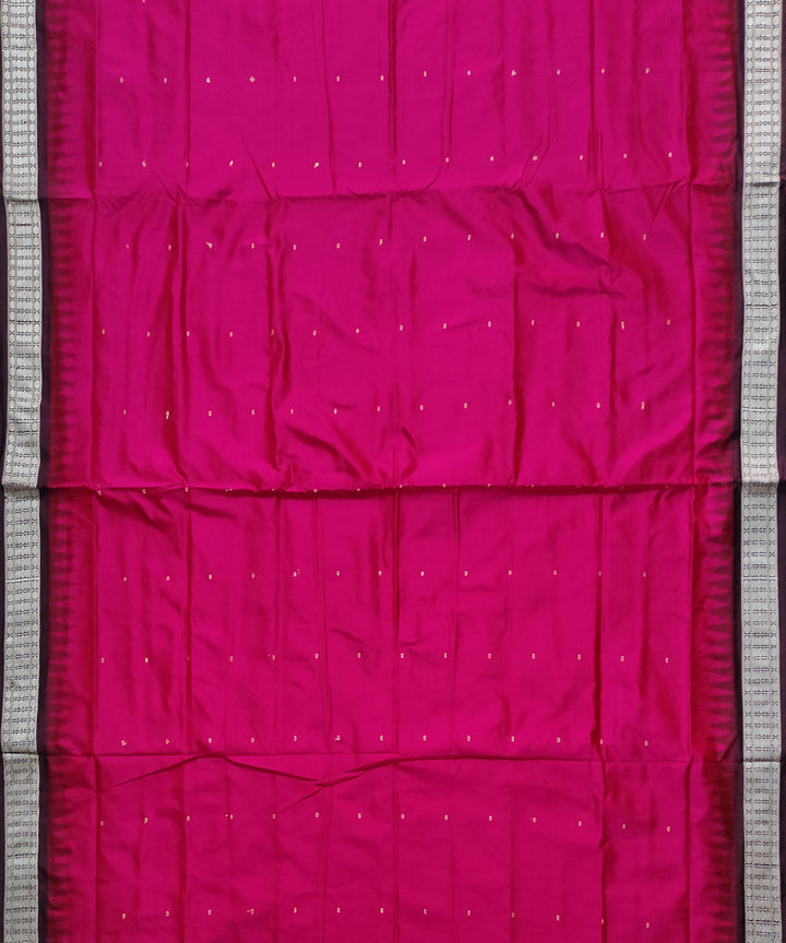 Magenta coffee brown silk handloom bomkai saree