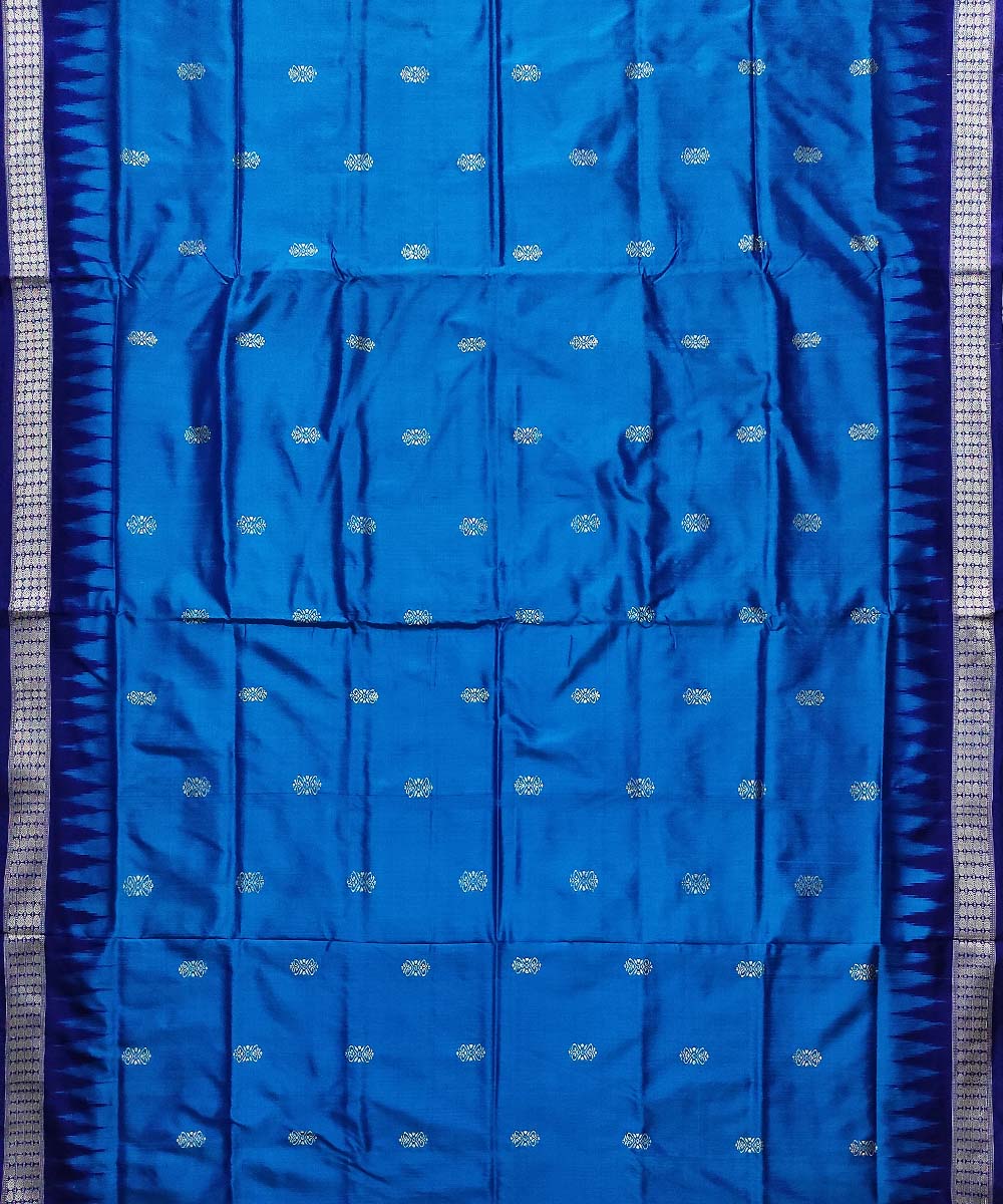 Navy blue sea blue silk handloom bomkai saree