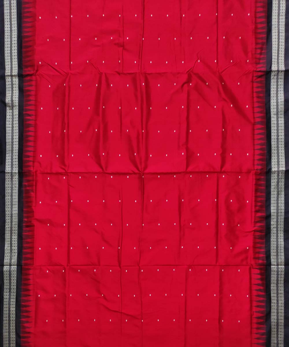 Red black bomkai handloom silk saree