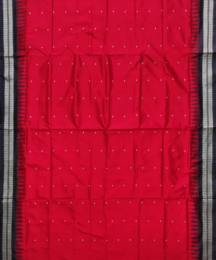 Red black bomkai handloom silk saree