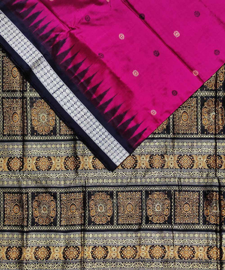 Magenta black silk handloom bomkai saree