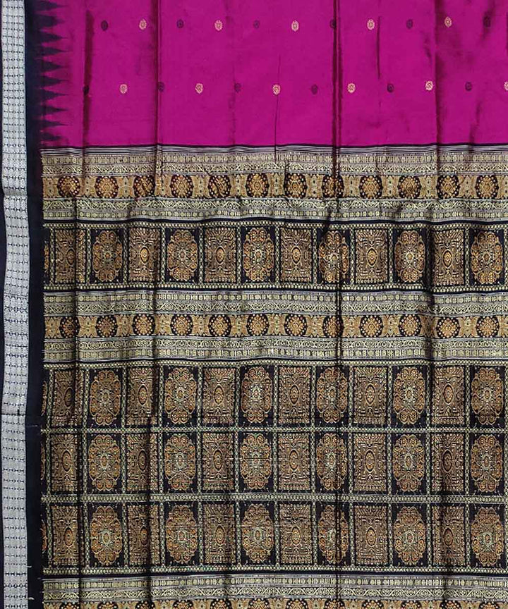 Magenta black silk handloom bomkai saree