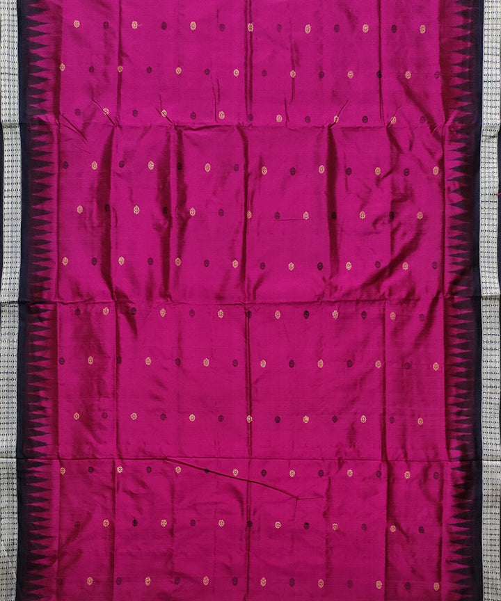 Magenta black silk handloom bomkai saree