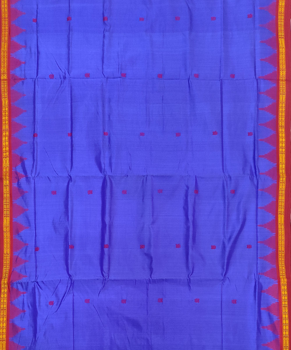 Sky blue maroon silk handloom bomkai saree