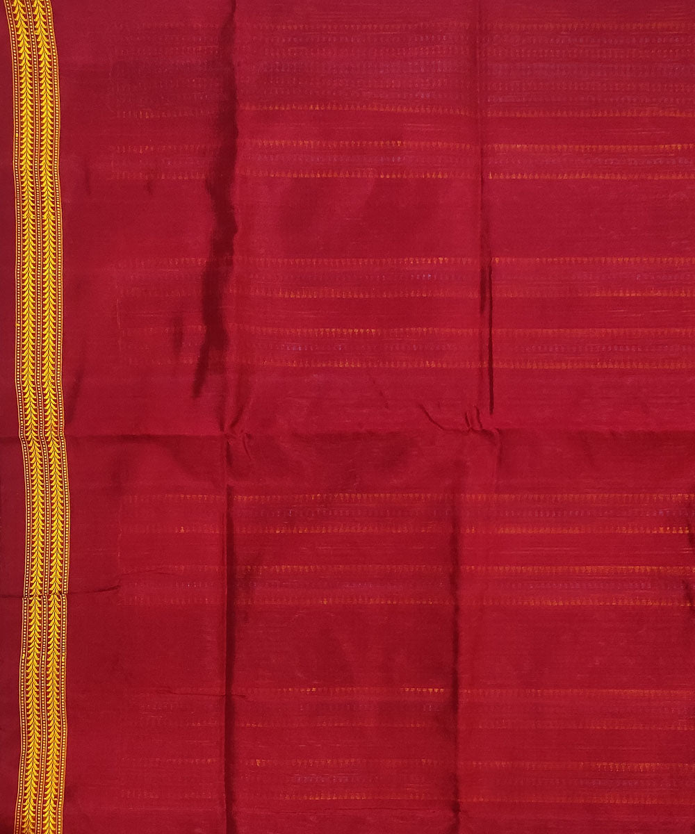 Sky blue maroon silk handloom bomkai saree