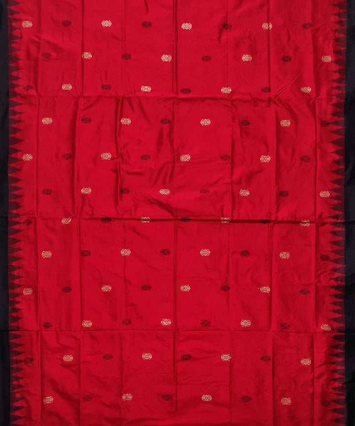 Red black silk handloom bomkai saree