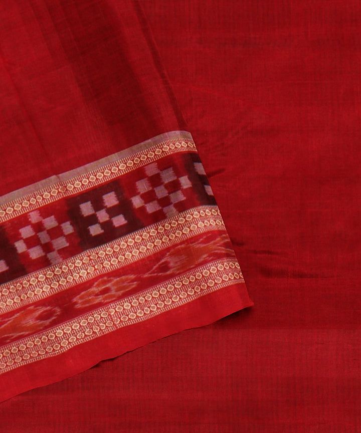 Light green red handloom cotton sambalpuri saree