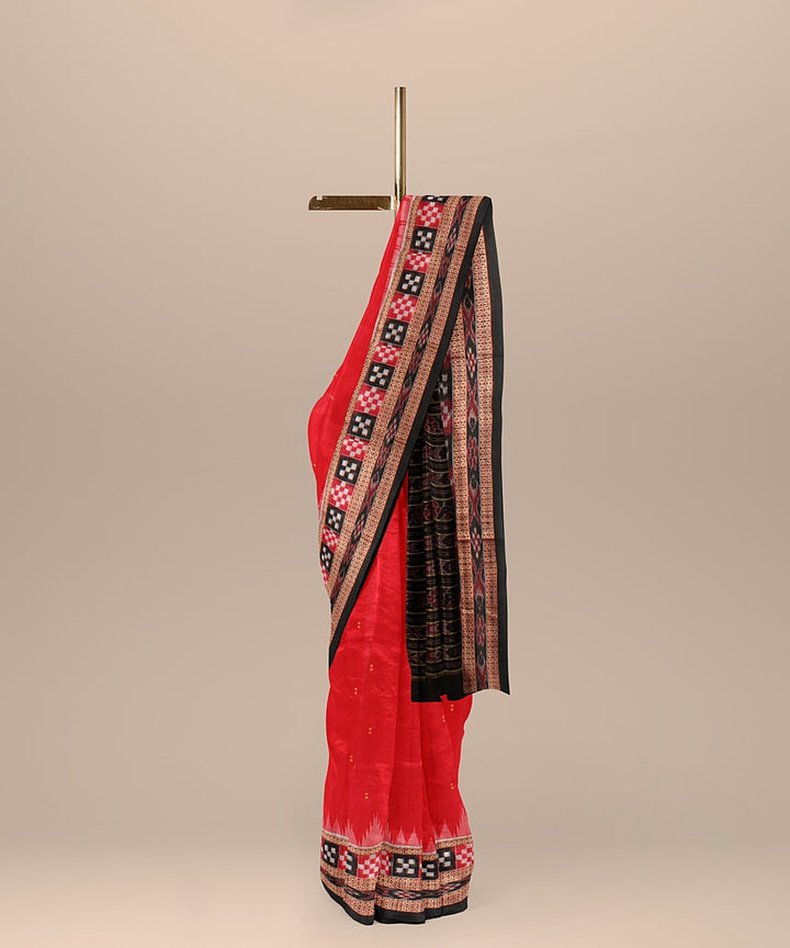 Red black cotton handloom sambalpuri saree