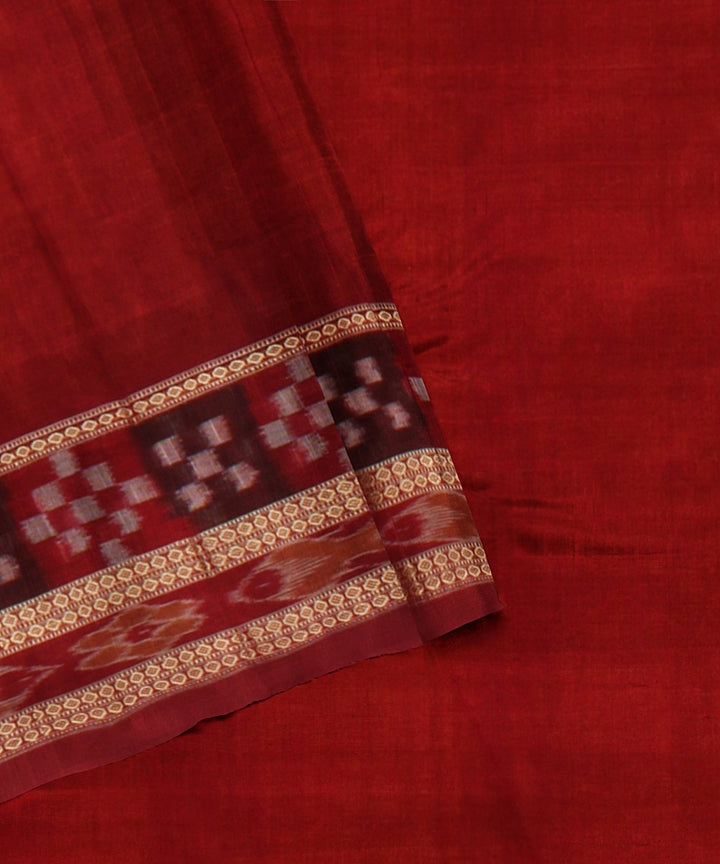 Yellow maroon cotton handloom sambalpuri saree