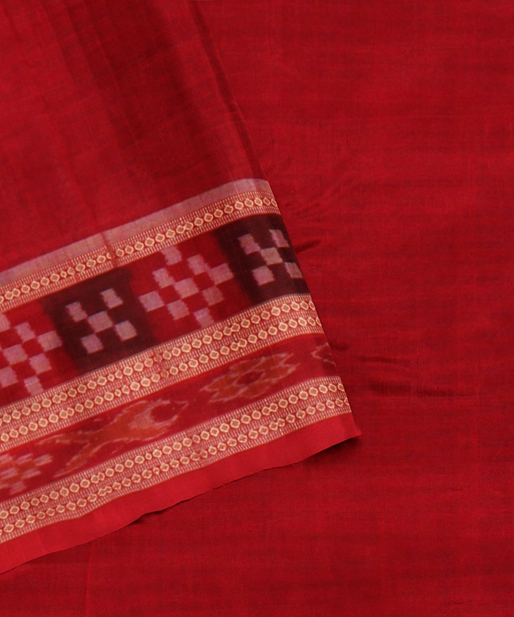 Cobalt blue red cotton handloom sambalpuri saree