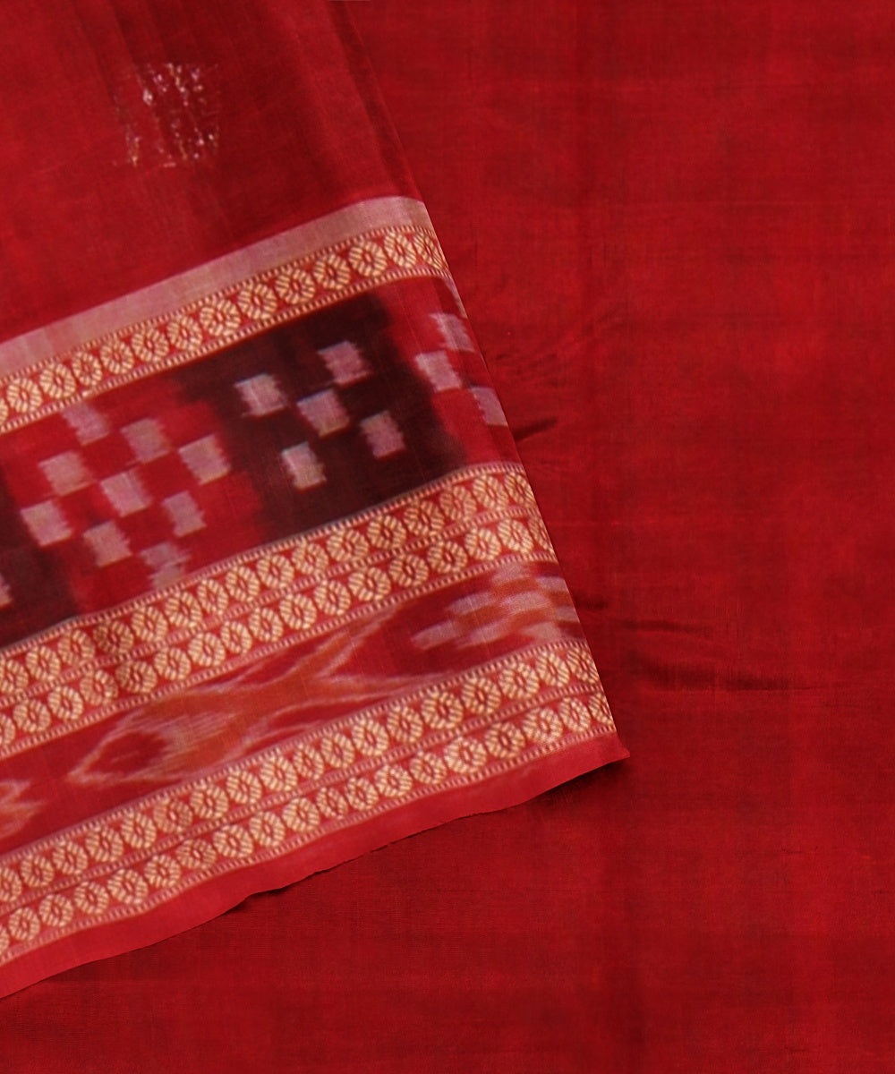 Light green red cotton handloom sambalpuri saree