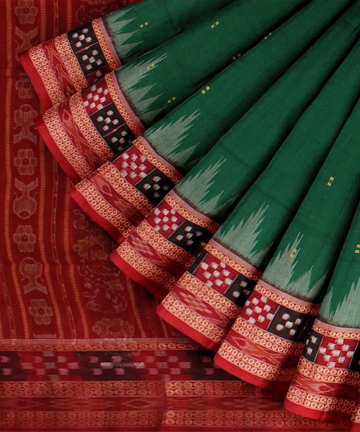 Light green red cotton handloom sambalpuri saree