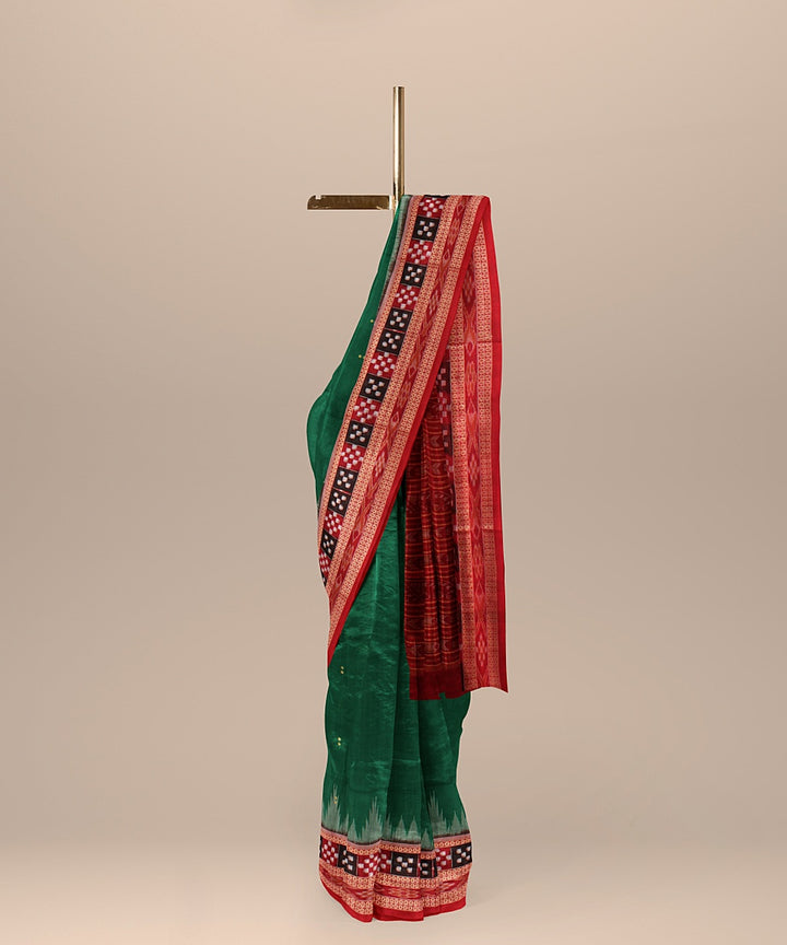 Light green red cotton handloom sambalpuri saree