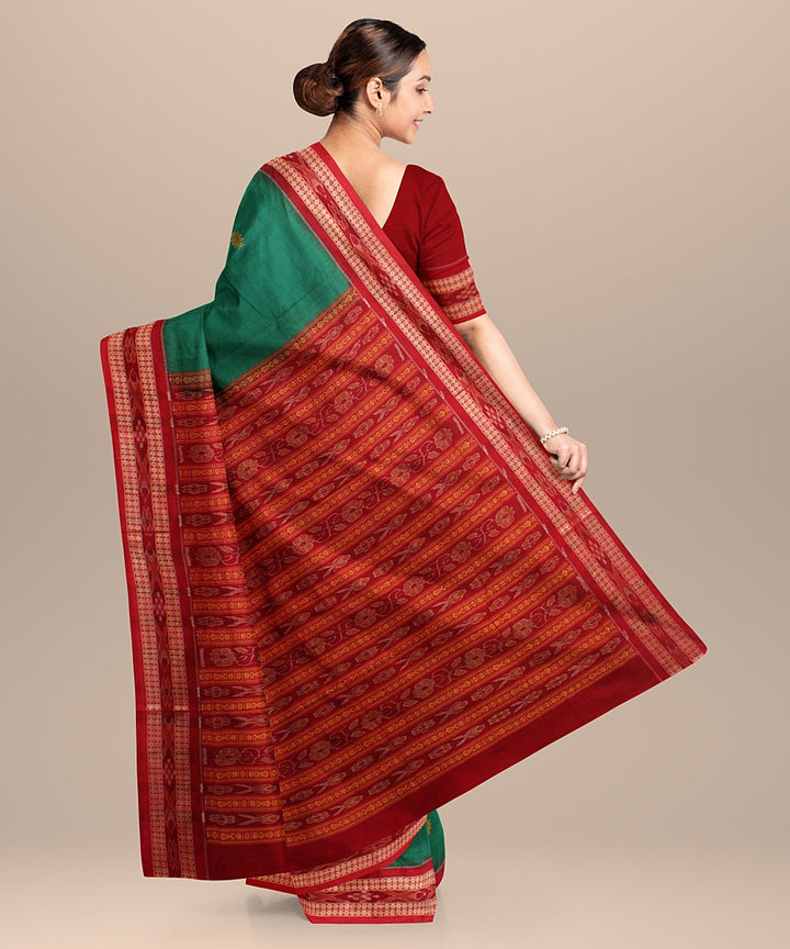 Light green maroon cotton handloom bomkai saree