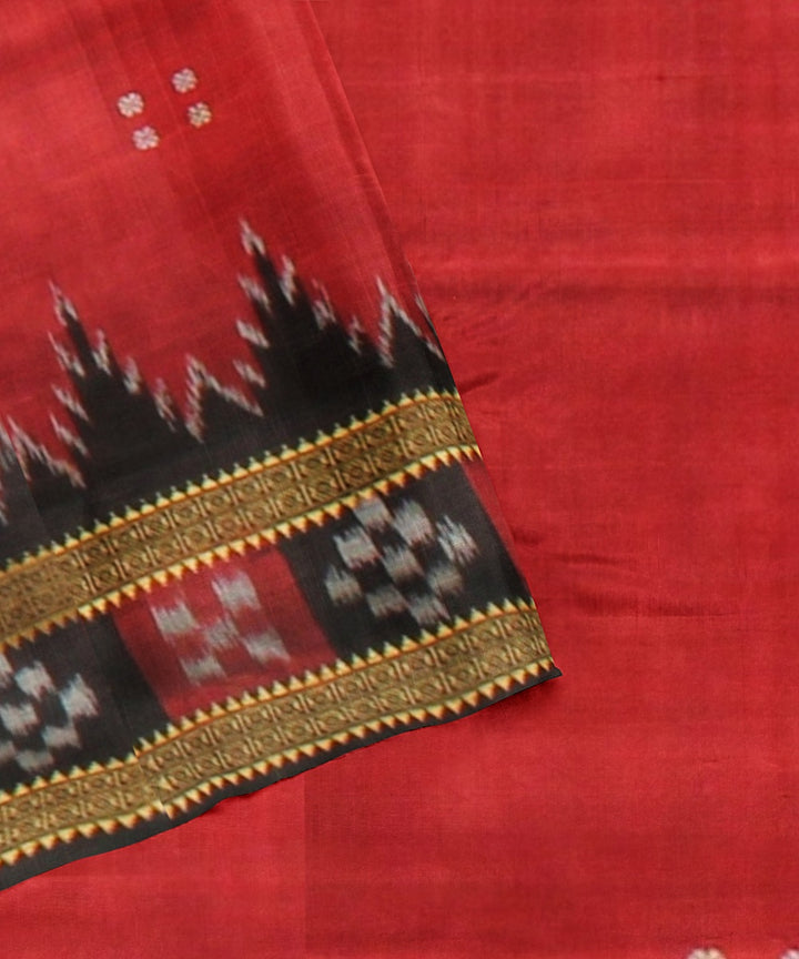 Maroon black handloom khandua silk saree