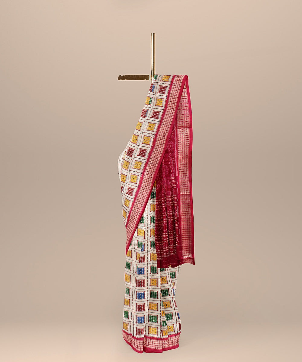 White red silk handloom sambalpuri saree