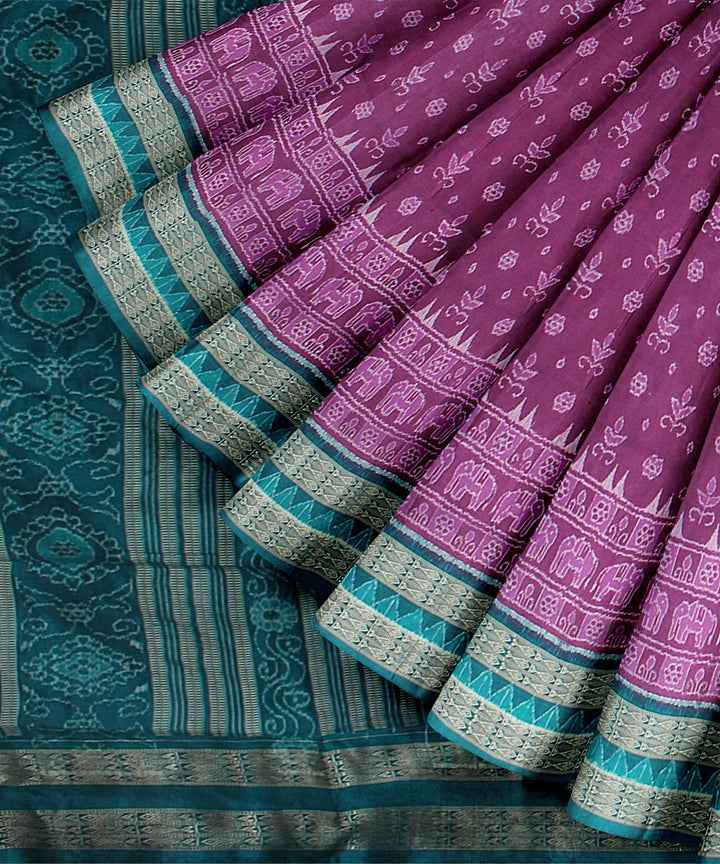 Purple green silk handloom sambalpuri saree