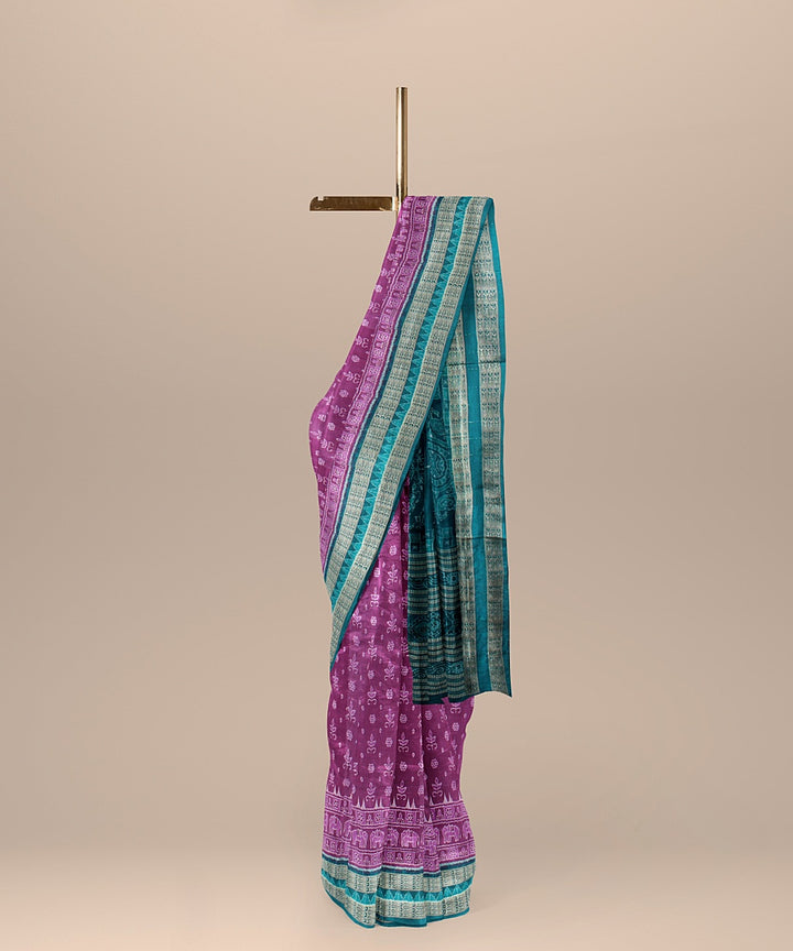 Purple green silk handloom sambalpuri saree