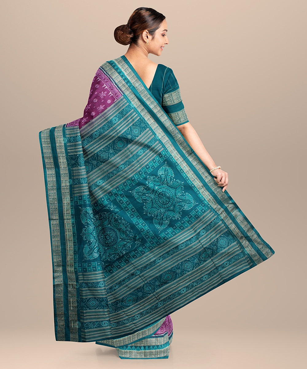 Purple green silk handloom sambalpuri saree