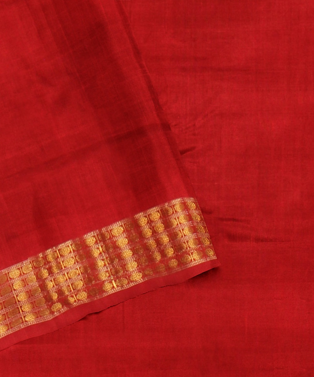 Dark green maroon silk handloom sambalpuri saree