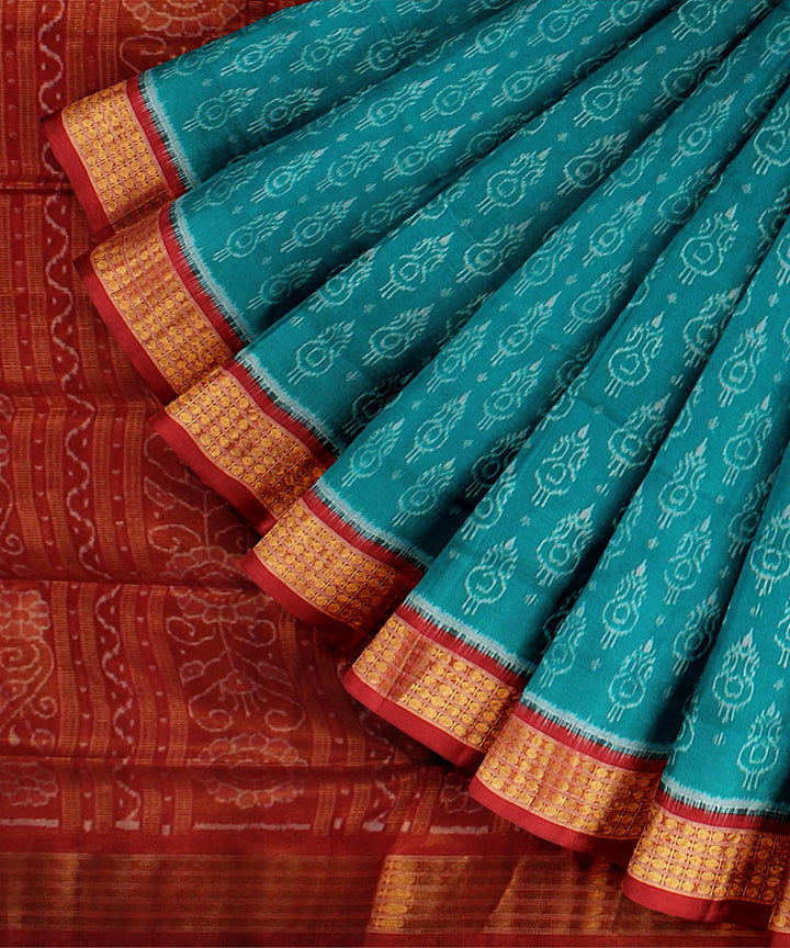 Dark green maroon silk handloom sambalpuri saree