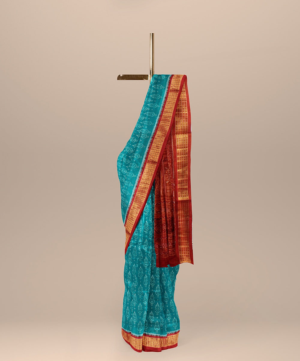 Dark green maroon silk handloom sambalpuri saree