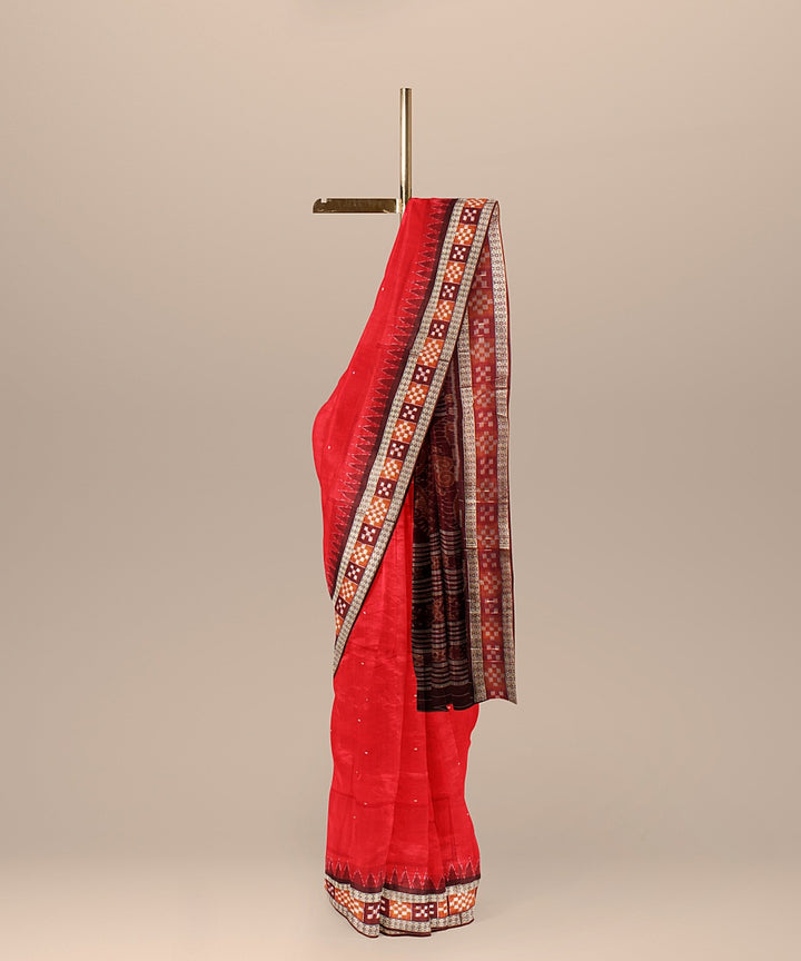 Red deep maroon silk handloom sambalpuri saree