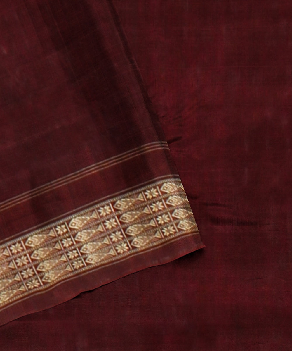 Ink blue deep maroon cotton silk handloom sambalpuri saree