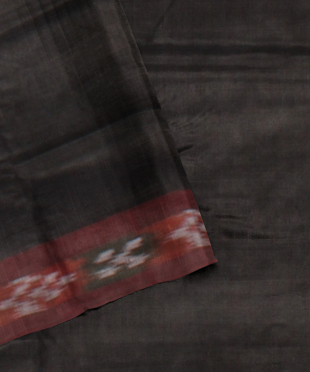 Light green black tussar silk handloom odisha ikat saree