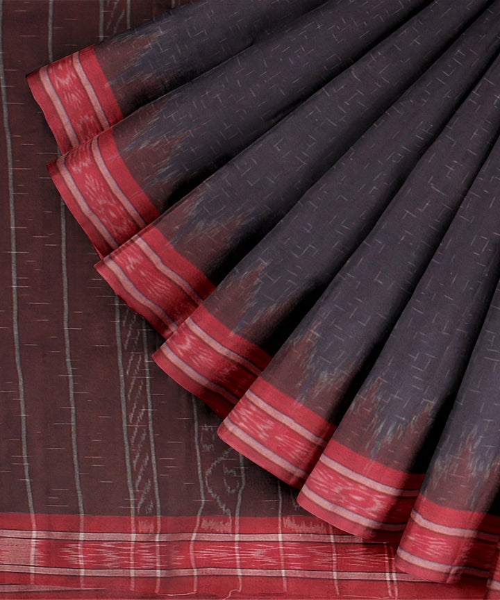 Navy Blue Red Cotton Handwoven Sambalpuri Saree