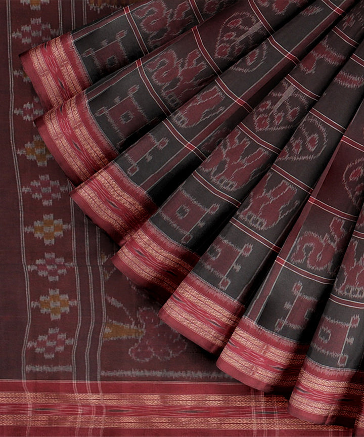 Black Red Cotton Handwoven Sambalpuri Saree