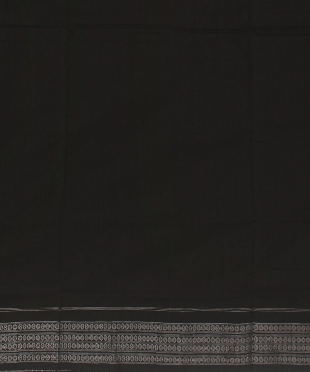 Sky Blue Black Cotton Handwoven Sambalpuri Saree