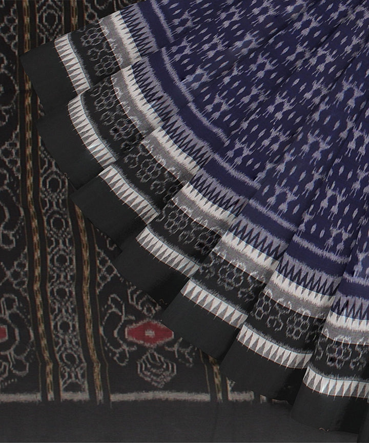 Navy Blue Black Cotton Handwoven Sambalpuri Saree